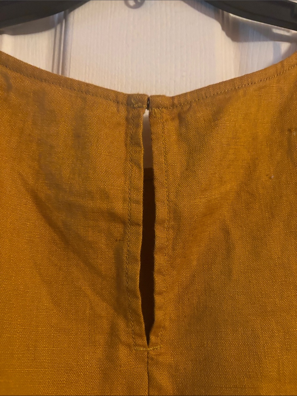 Garnet Hill Linen Mustard Midi Dress with 3/4 Sleeves - Picture 5 of 6